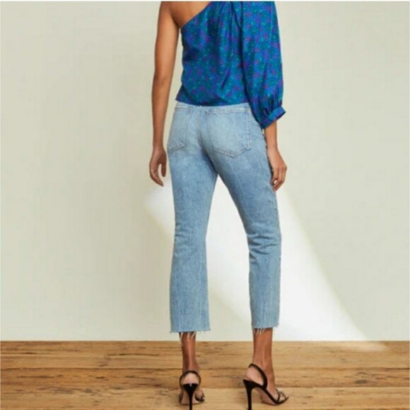 Veronica Beard High-Rise Carly Kick Flare Denim Jeans Size 32/14 Pebble Stone - Picture 3 of 12